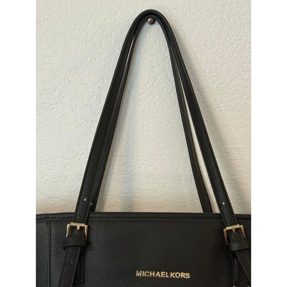 Michael Kors Black Saffiano Leather Tote Bag Large Shoulder Purse Work Bag